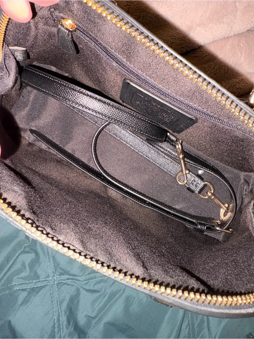 Coach Black Leather Dome Satchel with Gold Hardware